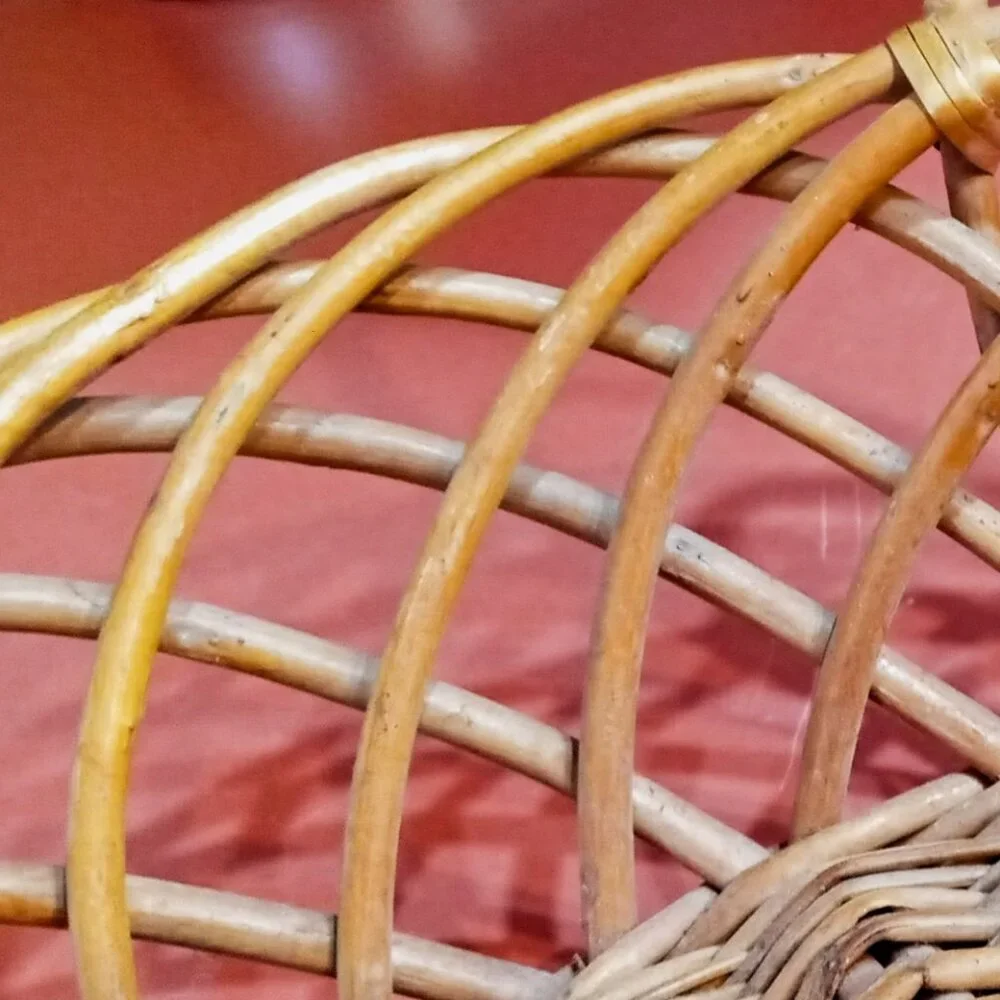 Vintage Boho Chic Wicker Rattan Bowl Basket Farmhouse Rustic Decor w/Handles